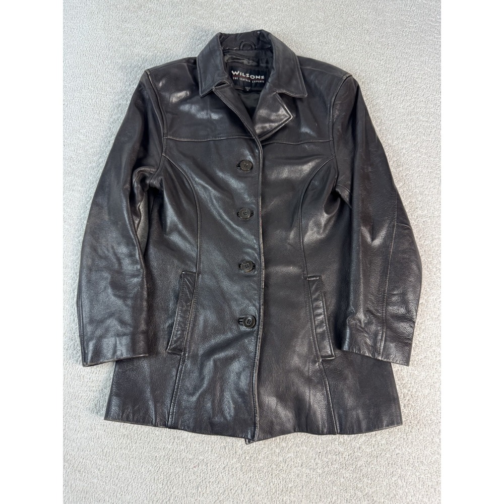 Wilsons Leather Jacket Womens Medium Button Front Blazer Coat Classic